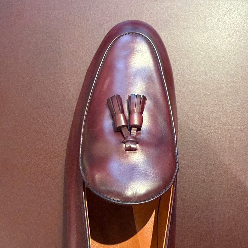 Tod's Burgundy Leather Loafers with Tassels - Picture 5 of 12